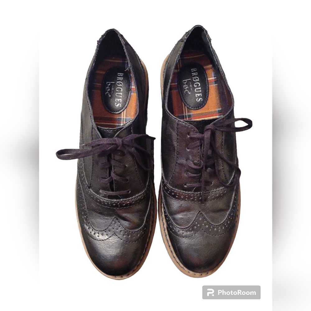 BOC Born Brogues Black Wingtip Oxfords Vegan Leather Size 9